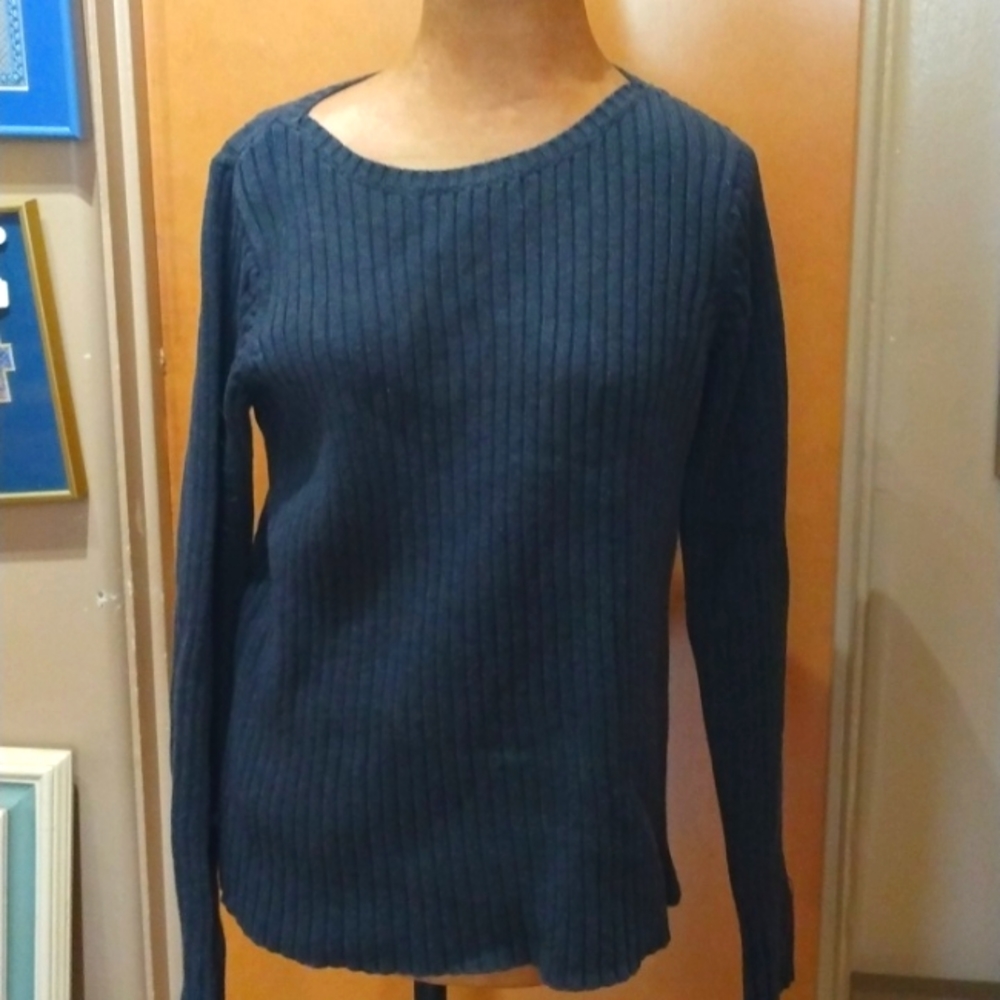 Lauren Ralph Lauren Grey Cotton Knit Boat Neck Sweater - Size P/P